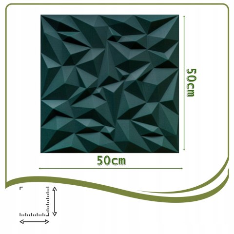 Kaseton Ścienny 50x50 Panele Sufitowe 3D Butelkowa Zieleń 0,25m2 AMETYST 62