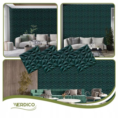 Kaseton Ścienny 50x50 Panele Sufitowe 3D Butelkowa Zieleń 0,25m2 AMETYST 62
