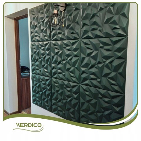 Kaseton Ścienny 50x50 Panele Sufitowe 3D Butelkowa Zieleń 0,25m2 AMETYST 62