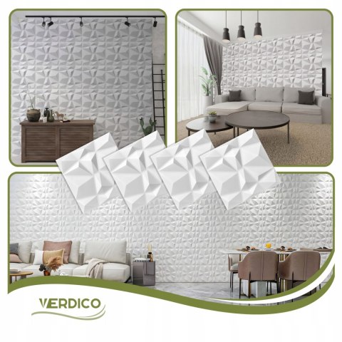 Kaseton Ścienny Sufitowy 3D Biały Panele Ścienne 50x50 0,25m2 BURSZTYN