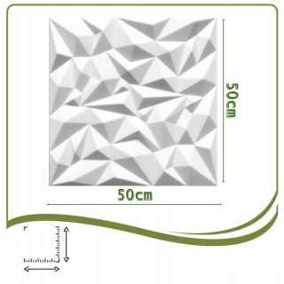Kaseton Ścienny Sufitowy 3D Biały Panele Ścienne Ametyst 50x50 0,25m2