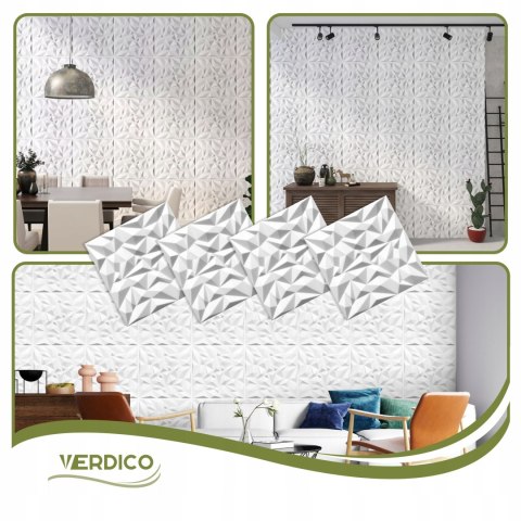 Kaseton Ścienny Sufitowy 3D Biały Panele Ścienne Ametyst 50x50 0,25m2