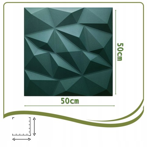 Kaseton Ścienny Sufitowy 3D Butelkowa Zieleń Panele 50x50 0,25m2 BRYLANT