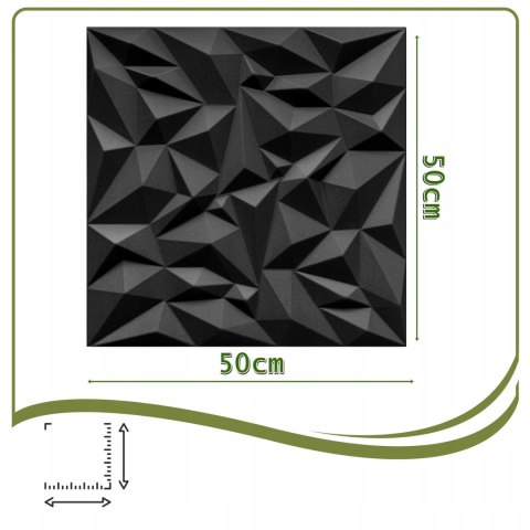 Kaseton Ścienny Sufitowy 3D Czarny Panele Ścienne 50x50 0,25m2 AMETYST