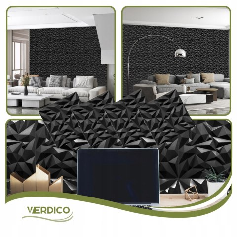 Kaseton Ścienny Sufitowy 3D Czarny Panele Ścienne 50x50 0,25m2 AMETYST