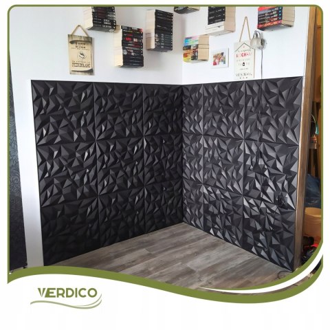 Kaseton Ścienny Sufitowy 3D Czarny Panele Ścienne 50x50 0,25m2 AMETYST