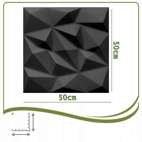 Kaseton Ścienny Sufitowy 3D Czarny Panele Ścienne 50x50 0,25m2 BRYLANT