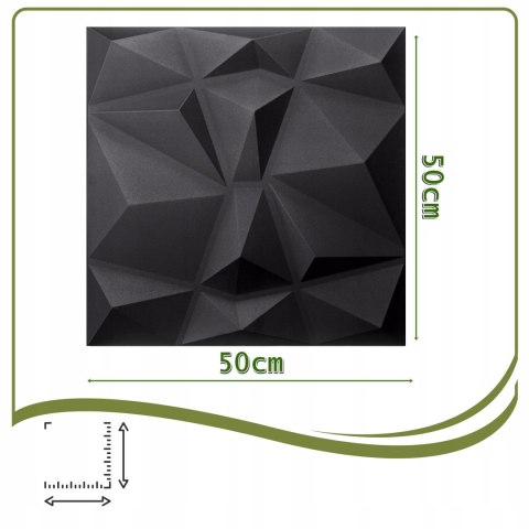 Kaseton Ścienny Sufitowy 3D Czarny Panele Ścienne 50x50 0,25m2 Bursztyn
