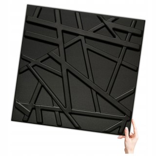 Kaseton Ścienny Sufitowy 3D Czarny Panele Ścienne 50x50 0,25m2 LINE