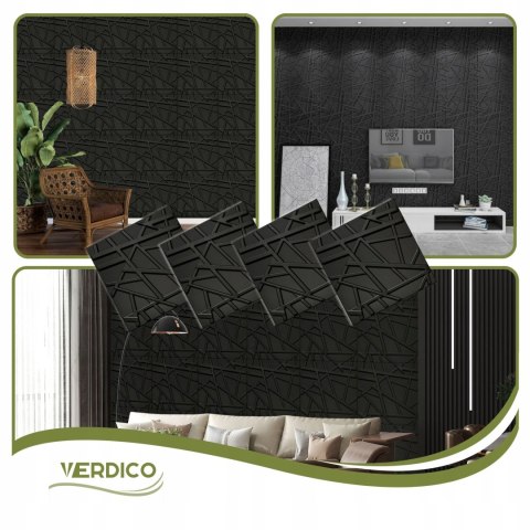 Kaseton Ścienny Sufitowy 3D Czarny Panele Ścienne 50x50 0,25m2 LINE