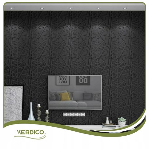 Kaseton Ścienny Sufitowy 3D Czarny Panele Ścienne 50x50 0,25m2 LINE