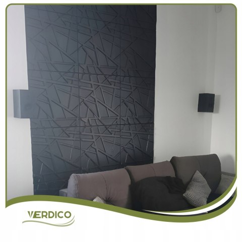 Kaseton Ścienny Sufitowy 3D Czarny Panele Ścienne 50x50 0,25m2 LINE