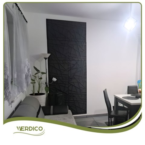 Kaseton Ścienny Sufitowy 3D Czarny Panele Ścienne 50x50 0,25m2 LINE