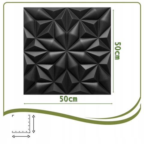 Kaseton Ścienny Sufitowy 3D Czarny Panele Ścienne 50x50 0,25m2 Onyx