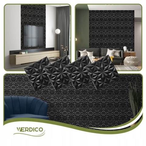Kaseton Ścienny Sufitowy 3D Czarny Panele Ścienne 50x50 0,25m2 Onyx