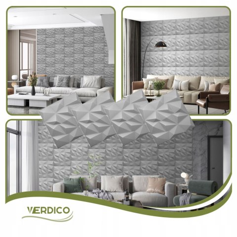 Kaseton Ścienny Sufitowy 3D SZARE Panele Ścienne 50x50 0,25m2 BRYLANT