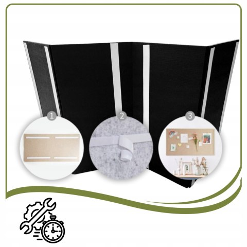 LAMELE Panele ścienne 3D dekoracyjne filc 60x120cm CZARNE 08 + PINEZKI