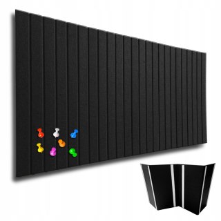 TABLICA FILCOWA LAMELE na NOTATKI 60x120cm CZARNA 08 + PINEZKI