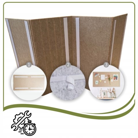TABLICA FILCOWA LAMELE na plan lekcji 60x120cm filc CIEMNY BEŻ 29 + PINEZKI