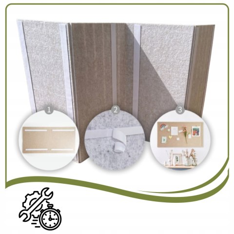 TABLICA FILCOWA LAMELE na plan lekcji 60x120cm filc Jasny BEŻ 03 + PINEZKI