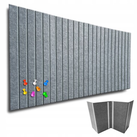 TABLICA FILCOWA LAMELE na plan lekcji 60x120cm filc SZARA 38 + PINEZKI