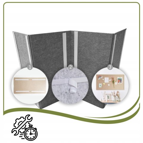 TABLICA FILCOWA LAMELE na plan lekcji 60x120cm filc SZARA 38 + PINEZKI